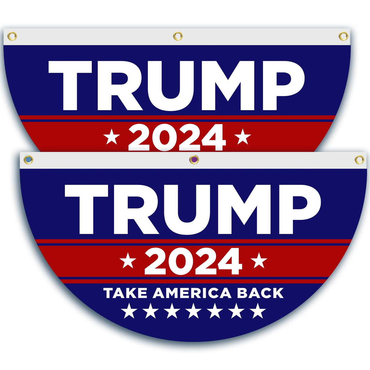 Lifesmells 2 Pcs Trump 2024 Half Fan Flags Trump Take America Back Half Fan Bunting Flags Voted for Trump Semi-Circular Flags With Brass Grommets Decoration for Outdoor Fence Decorations