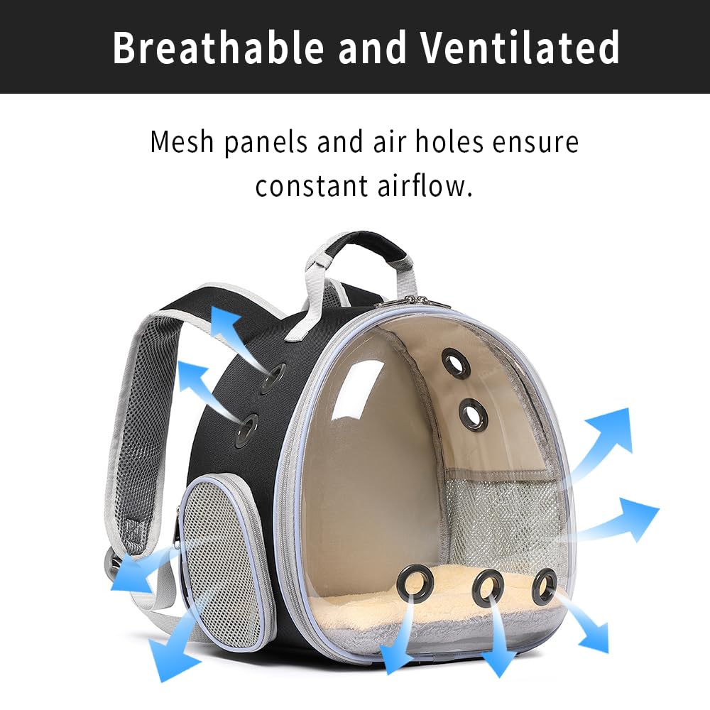 Bunny Carrier, Guinea Pig Carrier,Small Animal Carrier Backpack for Rabbit,Bearded Dragon, Lizard,Hamster,Kitten. Breathable Pet Travel Cage Bag Perfect for Vet Visits & Outdoor Adventures (Black)