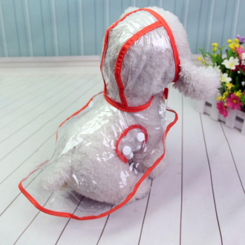 Harikaji Pet Raincoat,Small Dog Waterproof Puppy Raincoat Coat Transparent Pet Dog Rainwear Clothes for Small Dogs Cats (L,Red)