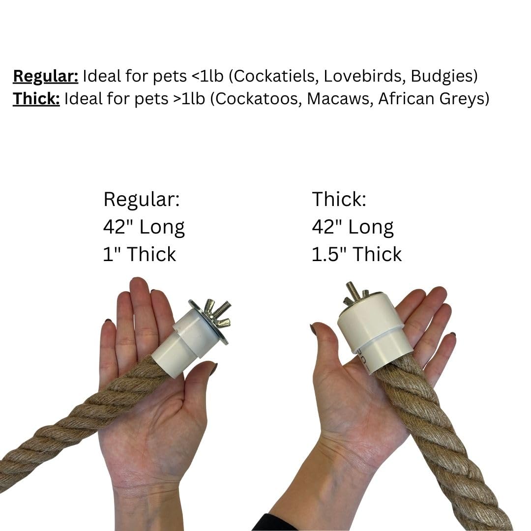 42 Inch Natural Rope (Regular) - Flexible Bendable Climbing Rope Perch Cage Accessory Toy - Sugar Gliders, Squirrels, Degus, Marmosets, Monkeys, Parrots, Birds, Rats & Other Small Pets