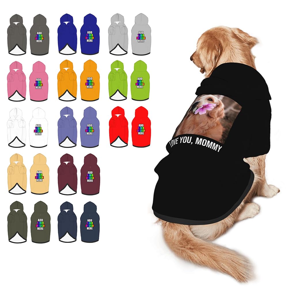 Custom Dog Hoodie Set with Name Photo,Personalized Pet Warm Sweater Hoodie for Medium Large Dogs & Cat Puppy Garnett S