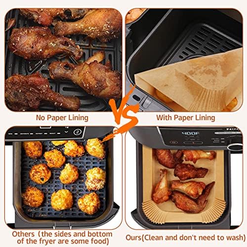 Air Fryer Disposable Paper Liner for Ninja Dual,125PCS Non-Stick Air Fryer Liners Rectangle 8.6x 5.5'', Air fryer Parchment Liners for Ninja DZ201, Ninja Foodi Dual Air Fryer Accessories Baking Paper