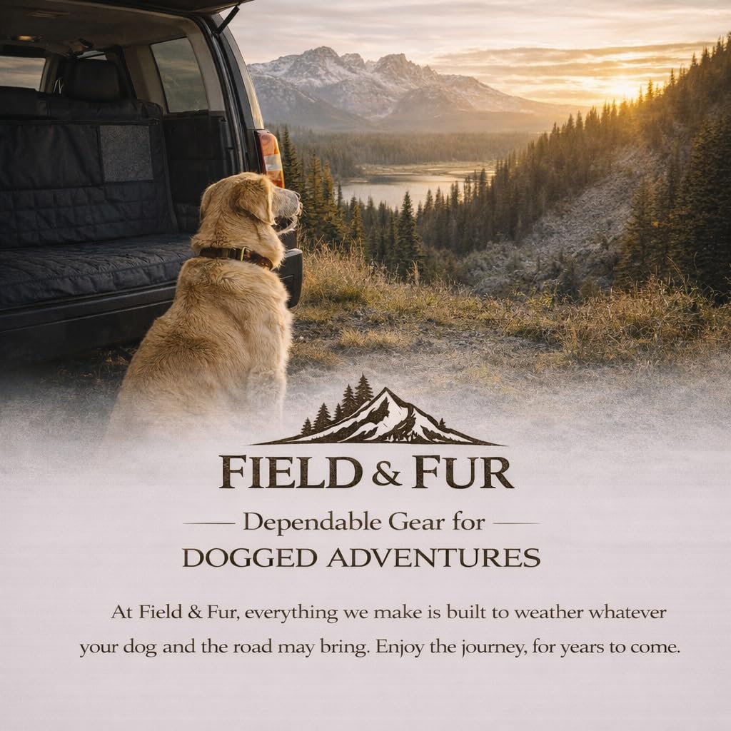 Field & Fur Dog Car Seat Extender Hard Bottom for Back Seat – Quilted Waterproof Dog Car Seat Cover with Non-Slip Base & Side Flaps, Back Seat Extender for Dogs, Fits SUVs & Trucks