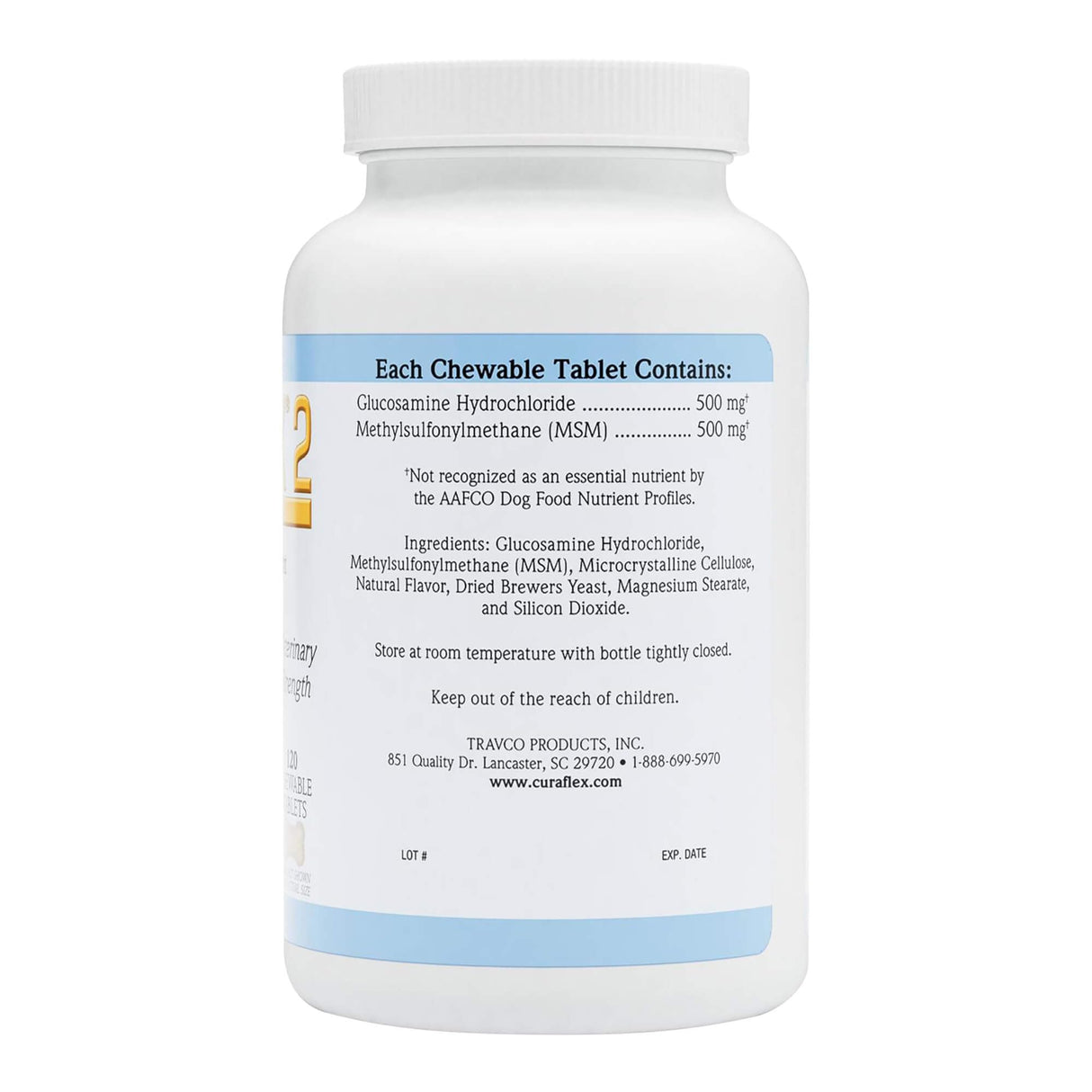 Nutramax Laboratories Curaflex 2 Joint Health Supplement for Dogs, 120 Chewable Tablets