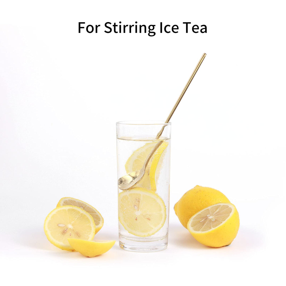 4 PCS 6.7 Inches Coffee Spoons, Stirring Spoons, Tea Spoons Long Handle, Teaspoons, Gold Spoons, Ice Tea Spoons, Long Spoons for Stirring, Espresso Spoons Stainless Steel