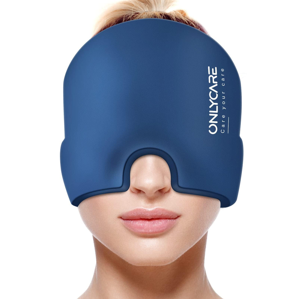 ONLYCARE Migraine Relief Cap, Upgraded Odorless Migraine Ice Head Wrap, Headache Relief Hat for Migraine, Blue