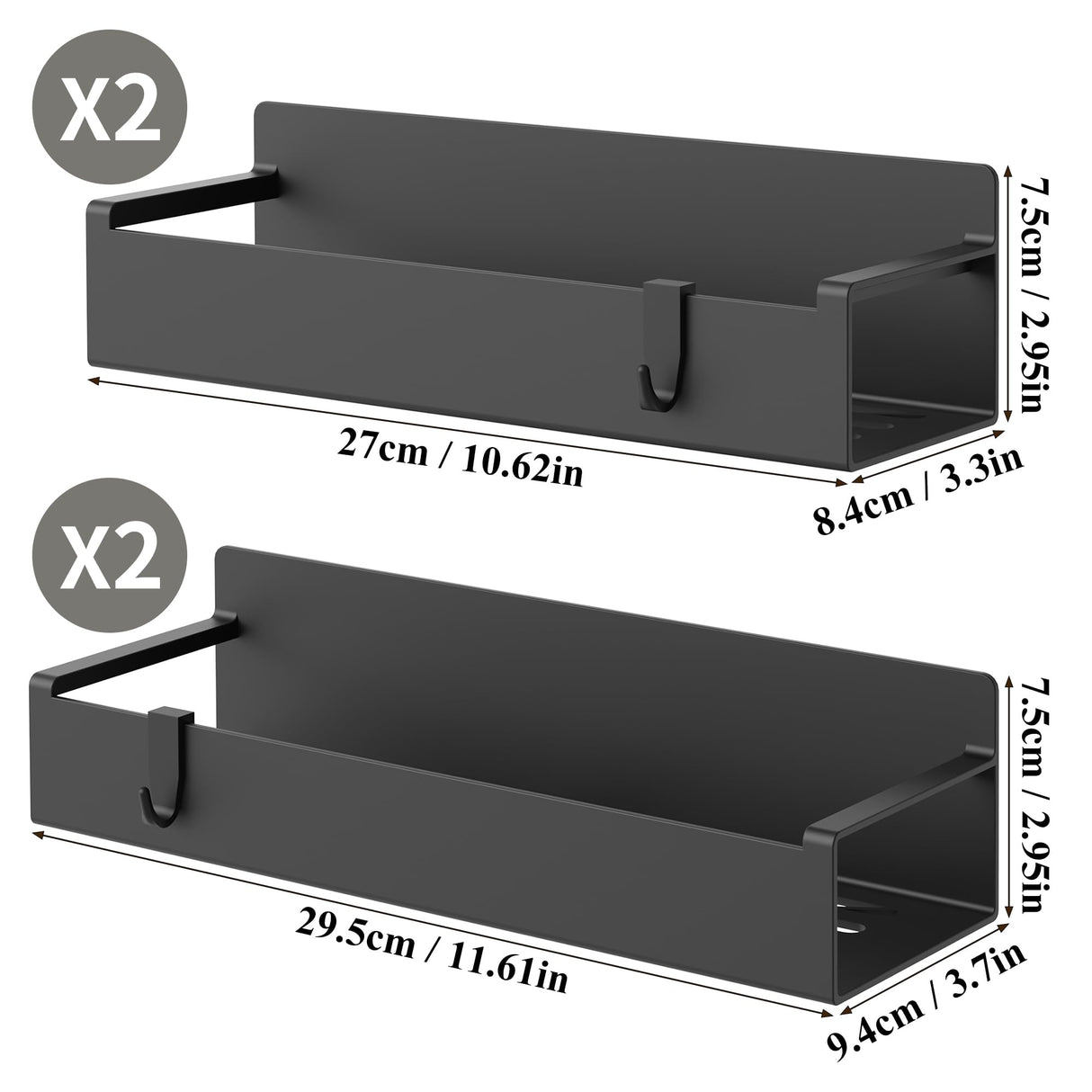 4 Pack Magnetic Spice Rack Organizer for Refrigerator and Oven, Black Fridge Organizers and Storage for Kitchen