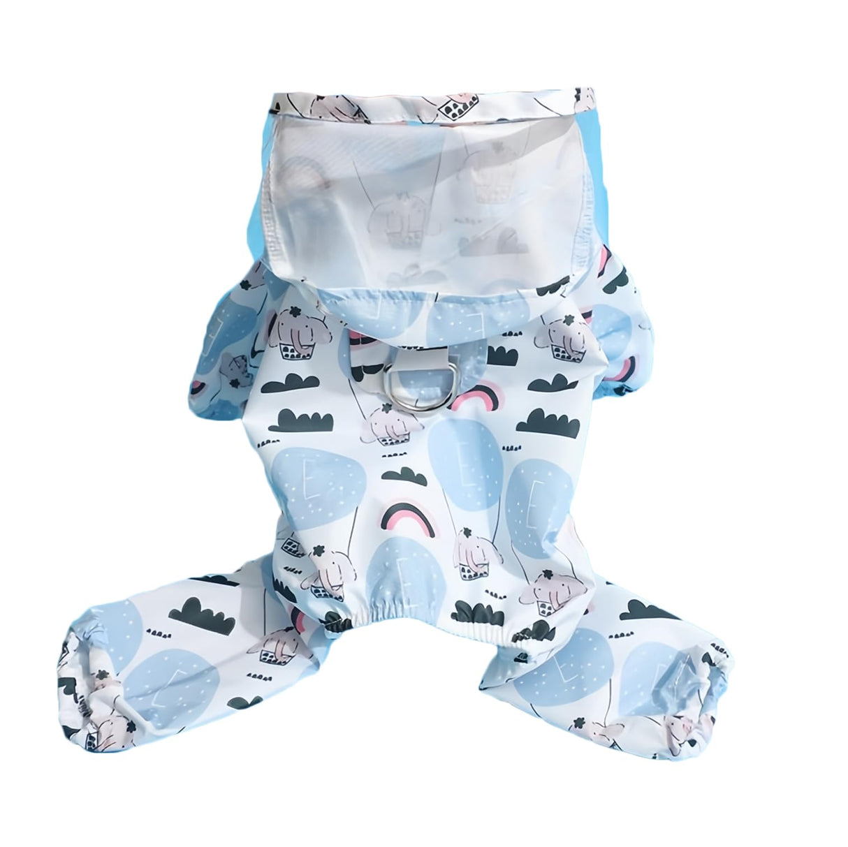 Maigllra Pet Dog Raincoat Pet Waterproof Rain Jacket with Transparent Hood, Cute Elephantst Printing Raincoat for Small Medium and Large Dog