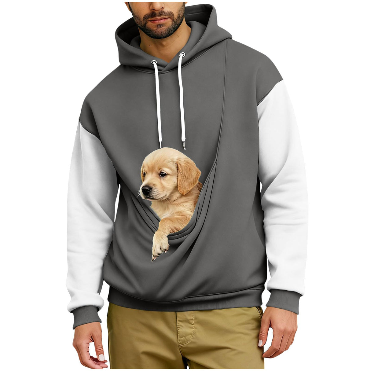 Unisex Dog Pouch Hoodie Oversized Comfy Long Sleeve Kangaroo Pouch Sweatshirt Animal Holder Pullover Tops