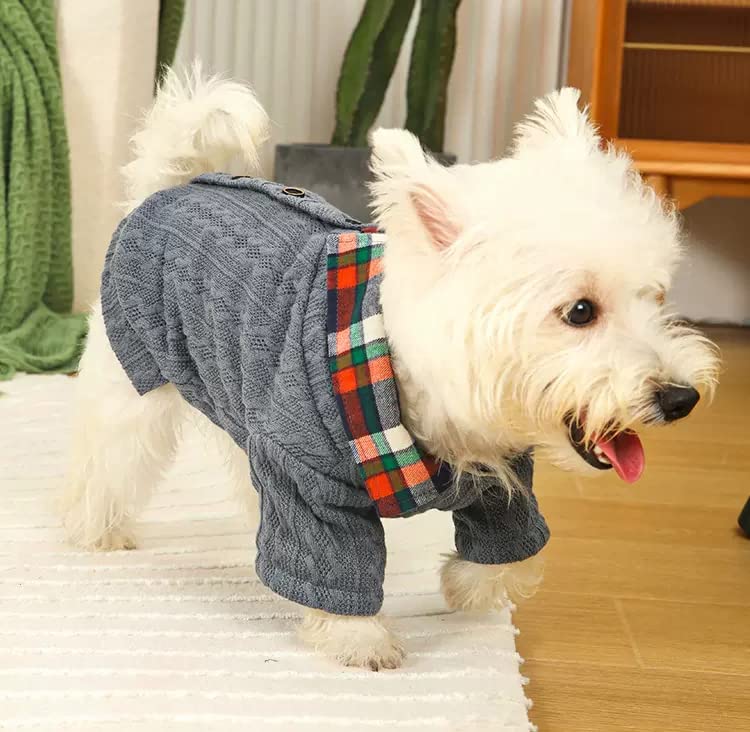 Petzzi Pet Warm Dog Clothes Dog Sweater for Small Puppy Medium Large Dogs Cat Sweaters with Shirt Collar Buttons Pink Blue Cable Sweaters - Noah (X-Small, Blue)