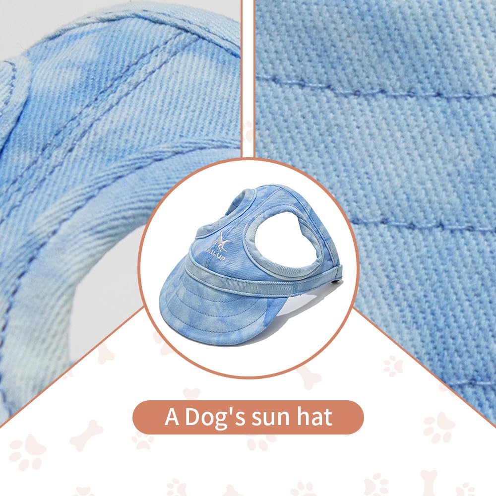 2024 New Outdoor Sun Protection Hood for Dogs, Canvas Hat With Ear Holes and Adjustable Neck Strap (Cloud Green, Medium)
