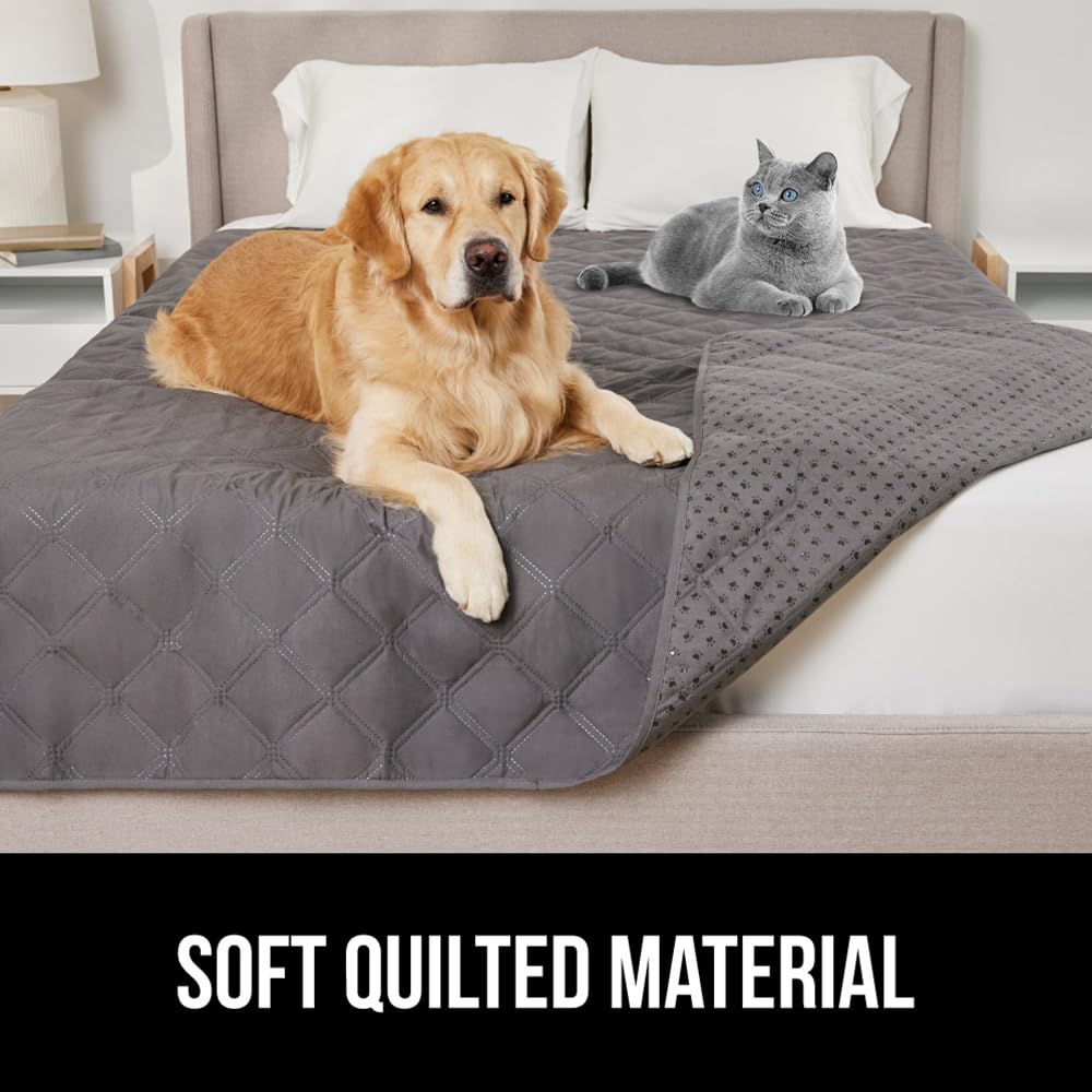 GORILLA GRIP Waterproof Bed Cover for Dogs, 82x52, Gripped Slip Resistant Backing, Leak Proof Washable Dog Blanket Covers Sofa, Couch, Sectional, Crate, Car, RV Seats, Pet Puppy Essentials, Charcoal