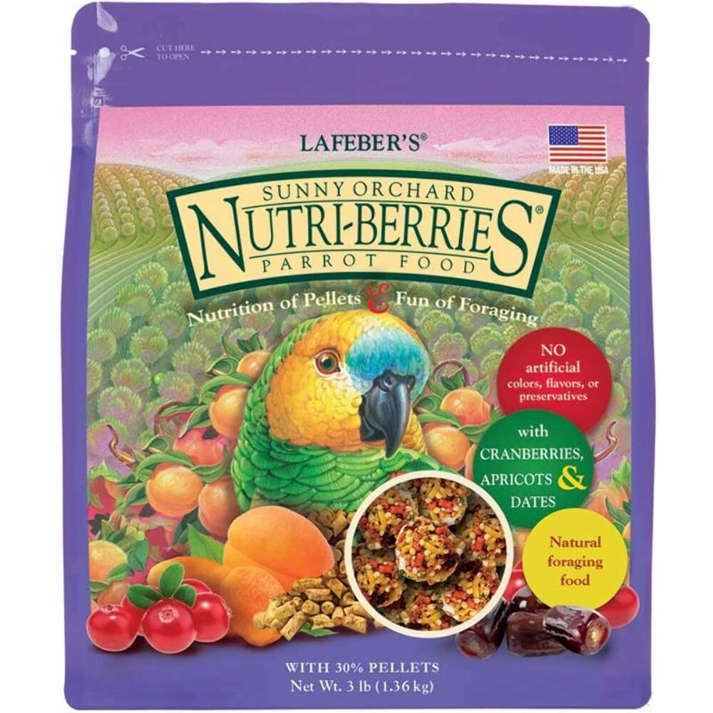 LAFEBER'S Sunny Orchard Nutri-Berries Pet Bird Food, Made with Non-GMO and Human-Grade Ingredients, for Parrots, 3 lb