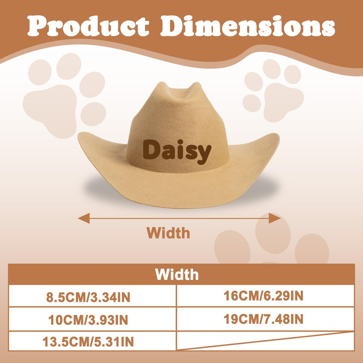 DUCKBE Personalized Dog Cowboy Hats with Name, Custom Cowboy Hat for Dog, Holiday Party Cowboys Costume for Puppy, Pet Tiny Cowboy Cap Birthday Gifts for Pet