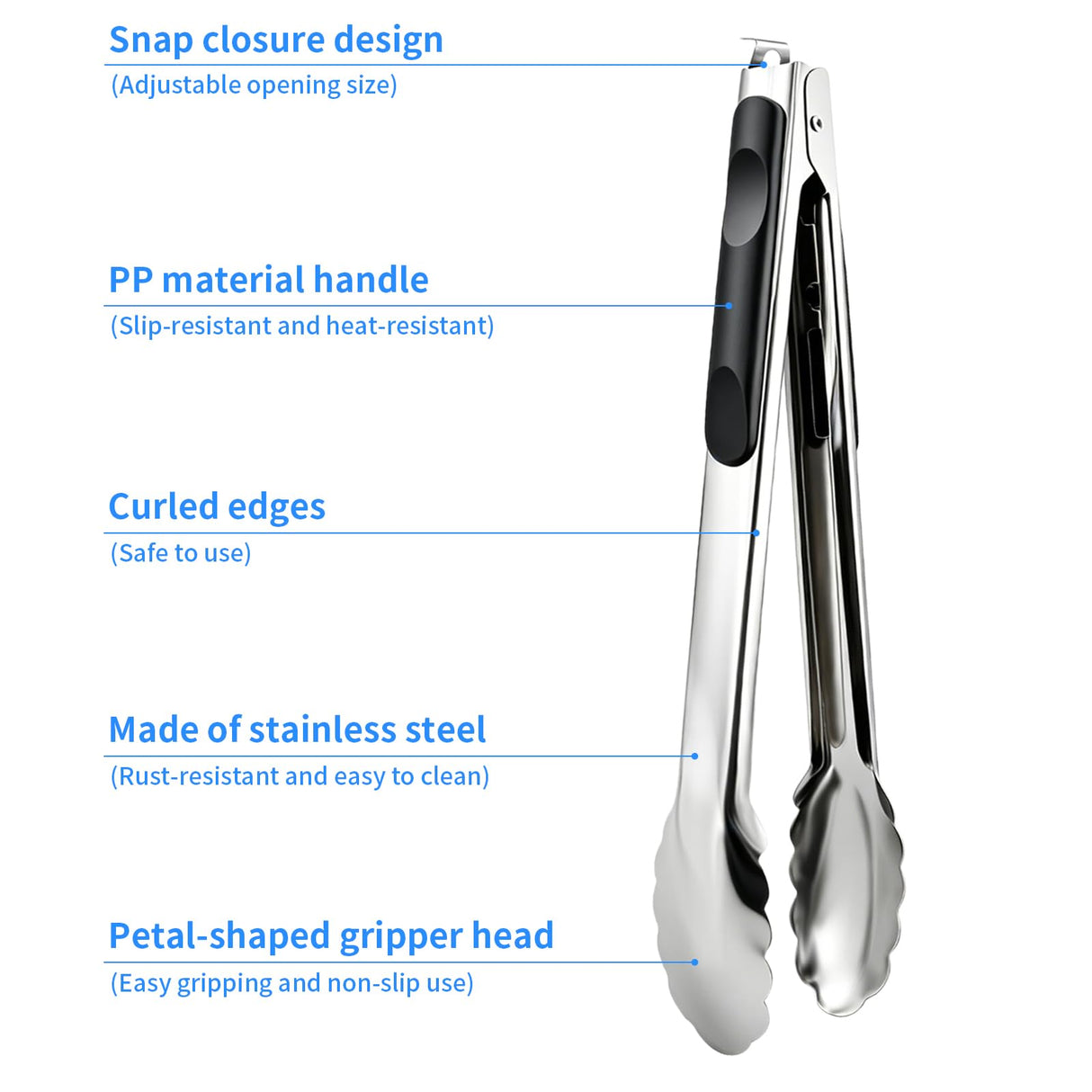 2 Pcs 9/12 Inch Kitchen Tongs for Cooking, BBQ & Salad