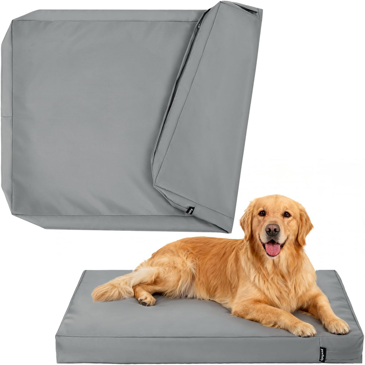 PAWFINITY Waterproof Dog Bed Cover Replacement Washable, Easy to Clean, Pet Hair Resistant, Heavy Duty Oxford, Zipper Closure, Indoor/Outdoor Use, Fits 48 Inch Dog Crate - Large, 47"x 29"x 4", Grey