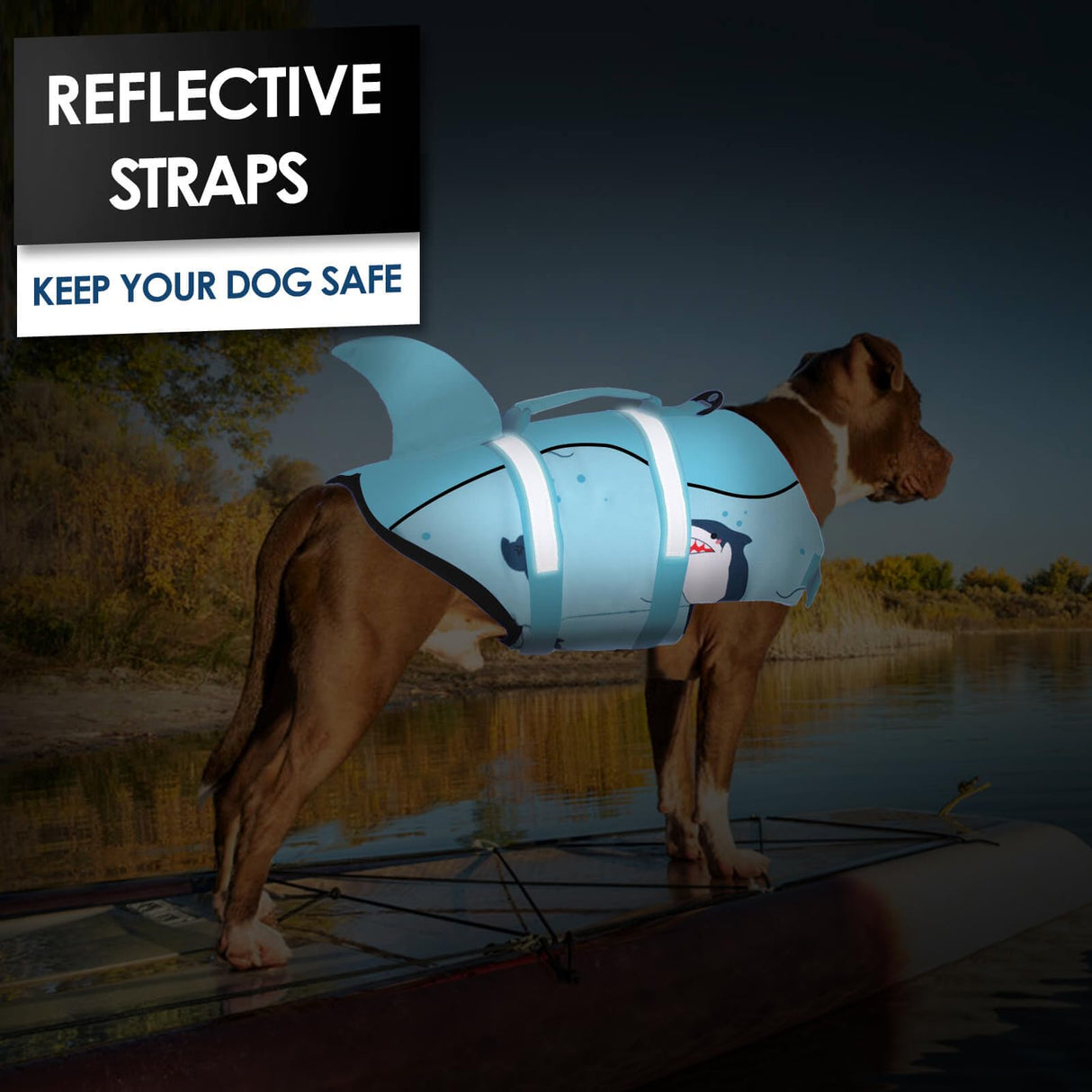 AOFITEE Dog Life Vest for Swimming, Shark Dog Life Jacket Large, High Flotation Dogs Swimming Vest with Rescue Handle and Reflective Stripe, Dogs Lifesaver Swimsuit for Boating Summer Pool Beach, XL