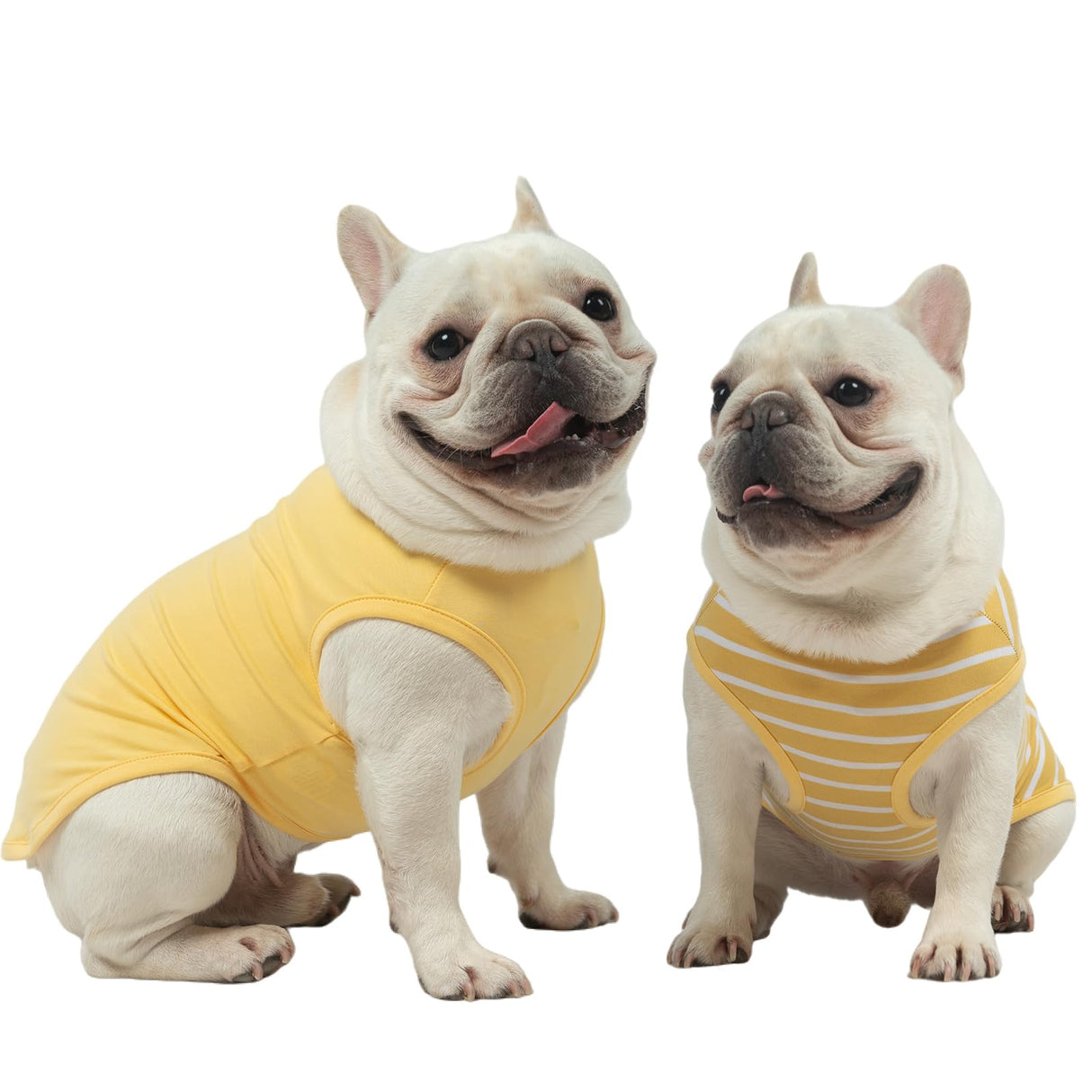 MIHACHI Dog Shirts Cotton Striped T-Shirt, Summer Pet Clothes for Small Dogs, 2-Pack Soft Puppy Apparel Cat Tee, Sleeveless Lightweight, Quick Dry, Breathable,Stretchy, Yellow M