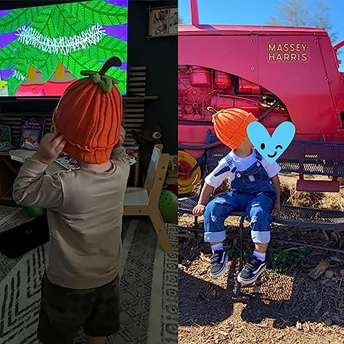 Pumpkin Knitted Beanie Hat Winter Thick Warm Soft Cute Hat Capfor Infant Kids Toddler Boys Girls for Halloween Christmas Orange