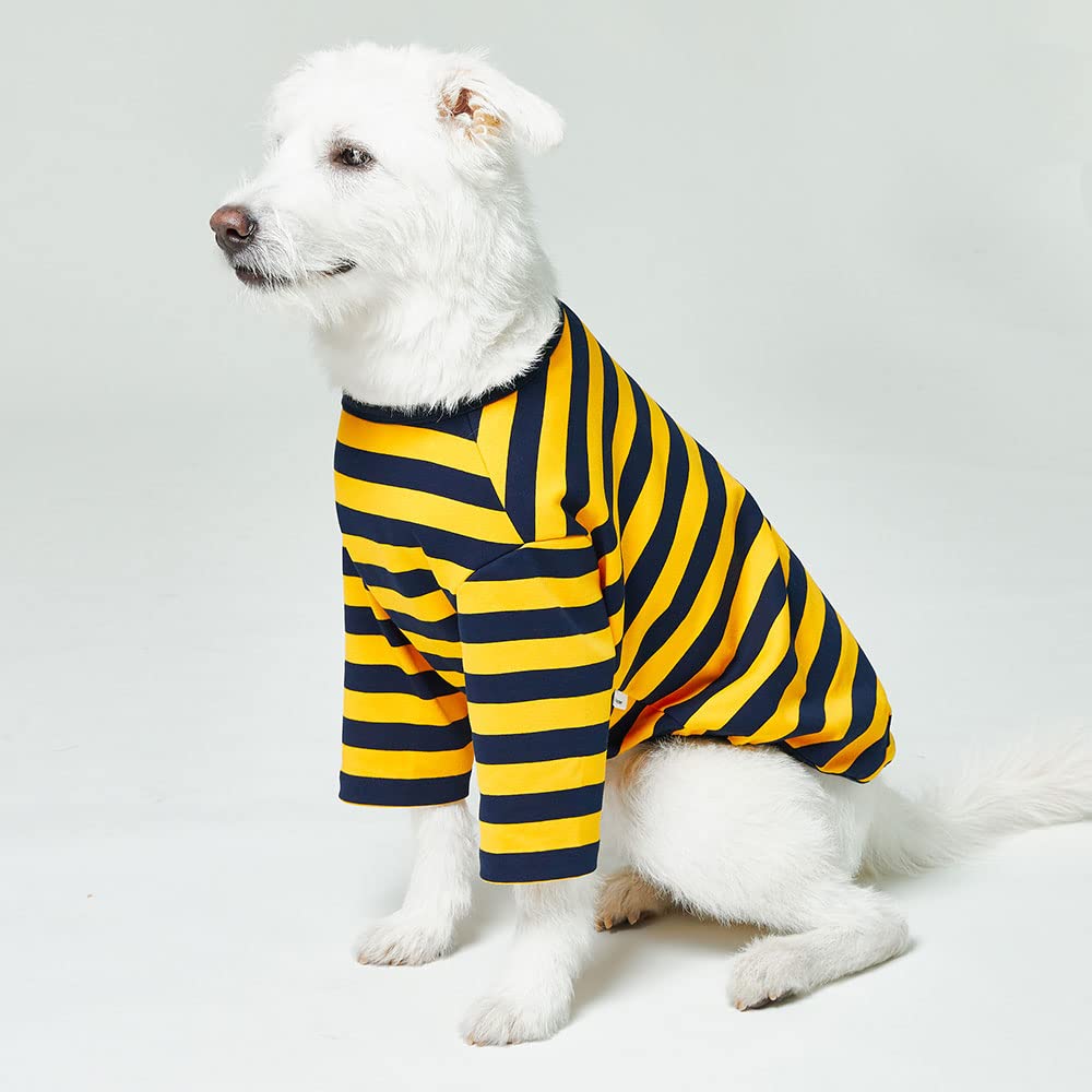 Lucky Petter Dog Cotton Shirts for Small and Large Dogs Rugby Striped T-Shirts Soft Breathable Dog Shirt pet Clothes (5X-Large, Yellow/Navy)