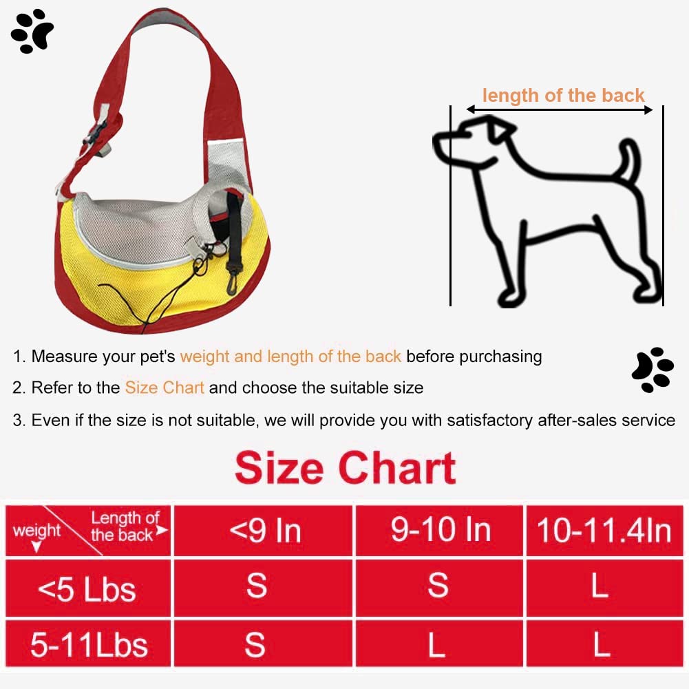 FEimaX Pet Dog Sling Carrier Puppy Pet Slings Bag for Small Dogs Cats Satchel Carriers Breathable Mesh Hand Free with Adjustable Strap Doggie Crossbody for Outdoor Travel (Large, Red)