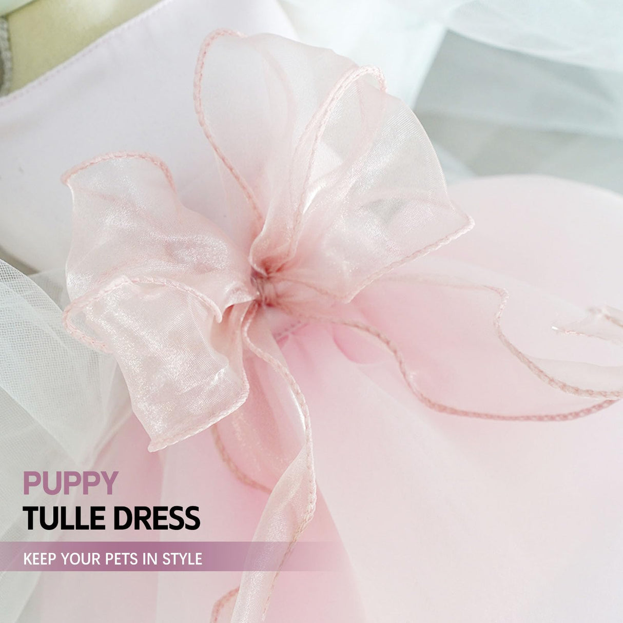 UOSIA Summer Dog Wedding Dress Girl Pink Puppy Dresses for Small Dogs Fashion Sweet Cat Valentines Princess Tulle Tutu Skirt for Pet Formal Clothes XS