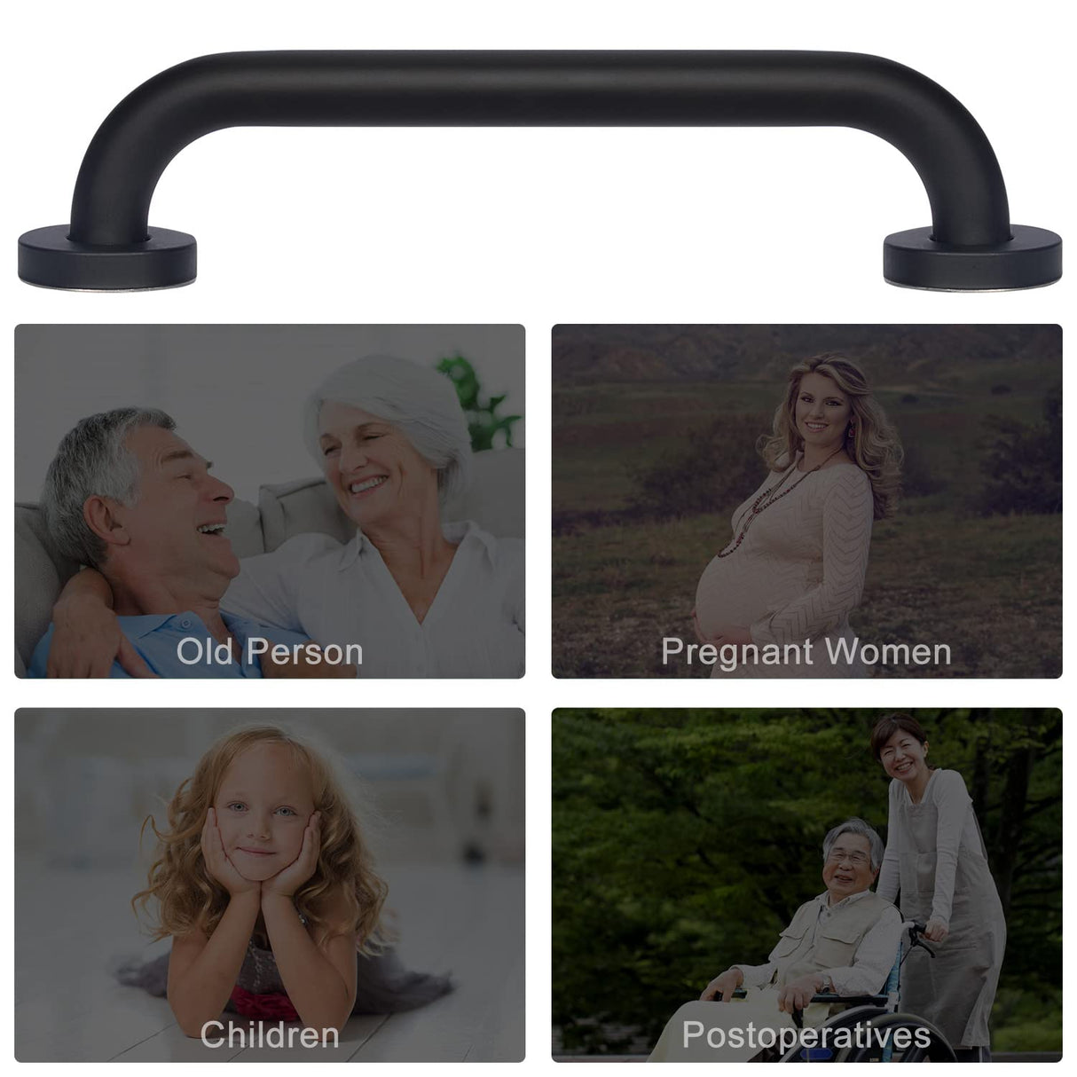 supregear Bathroom Grab Bar, 24 in Non-Slip 201 Stainless Steel Bathroom Safety Grab Bar Oil Rubbed Black Hand Rail for Bathtub Toilet Kitchen Bedroom Shower, Concealed Screw Wall Mounted