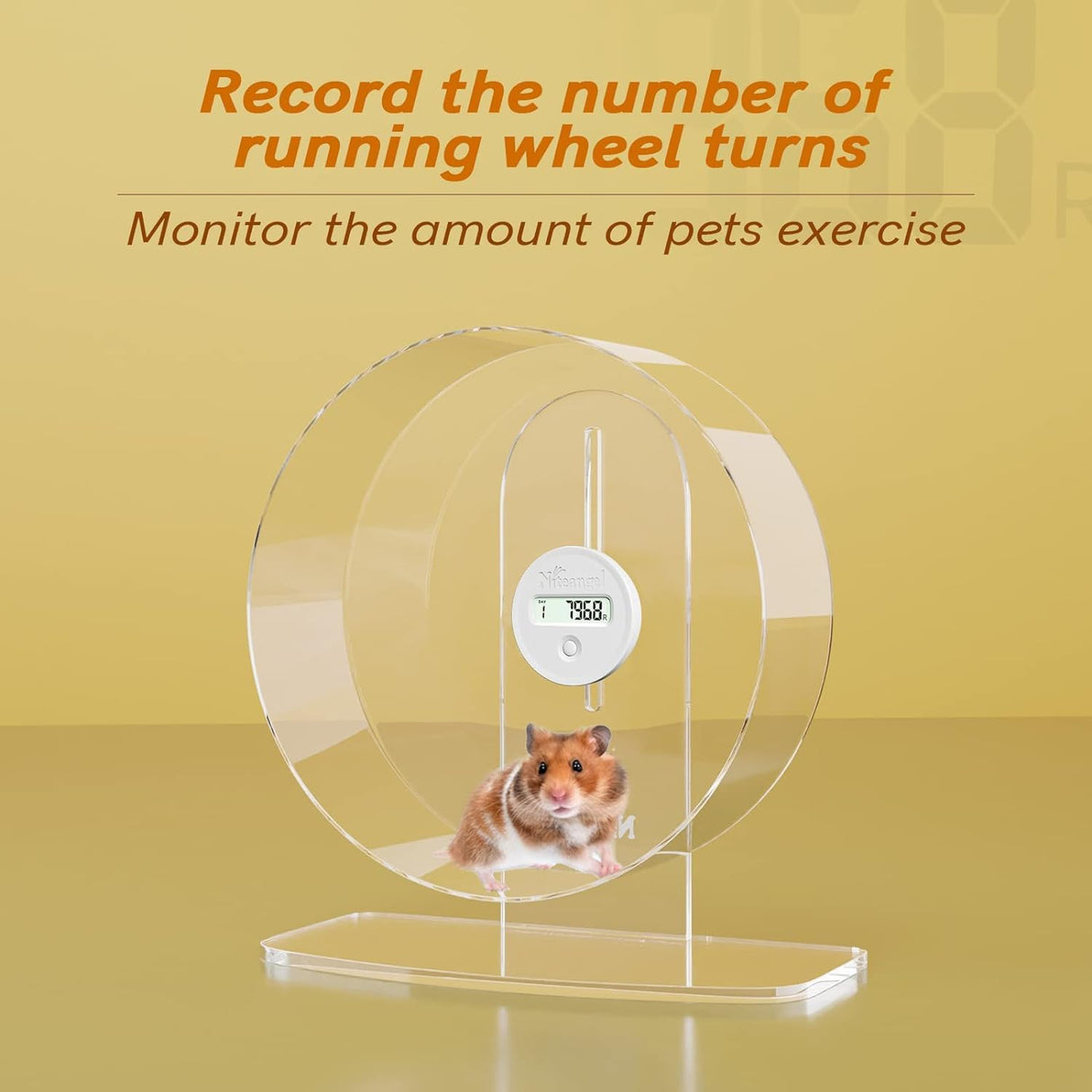 Niteangel Accurately Hamster Wheel Pedometer- Small Animal Step Counter for Super-Silent Hamster Wheel | Acrylic Wheel | Wooden Wheel (Niteangel Wheel Pedometer)