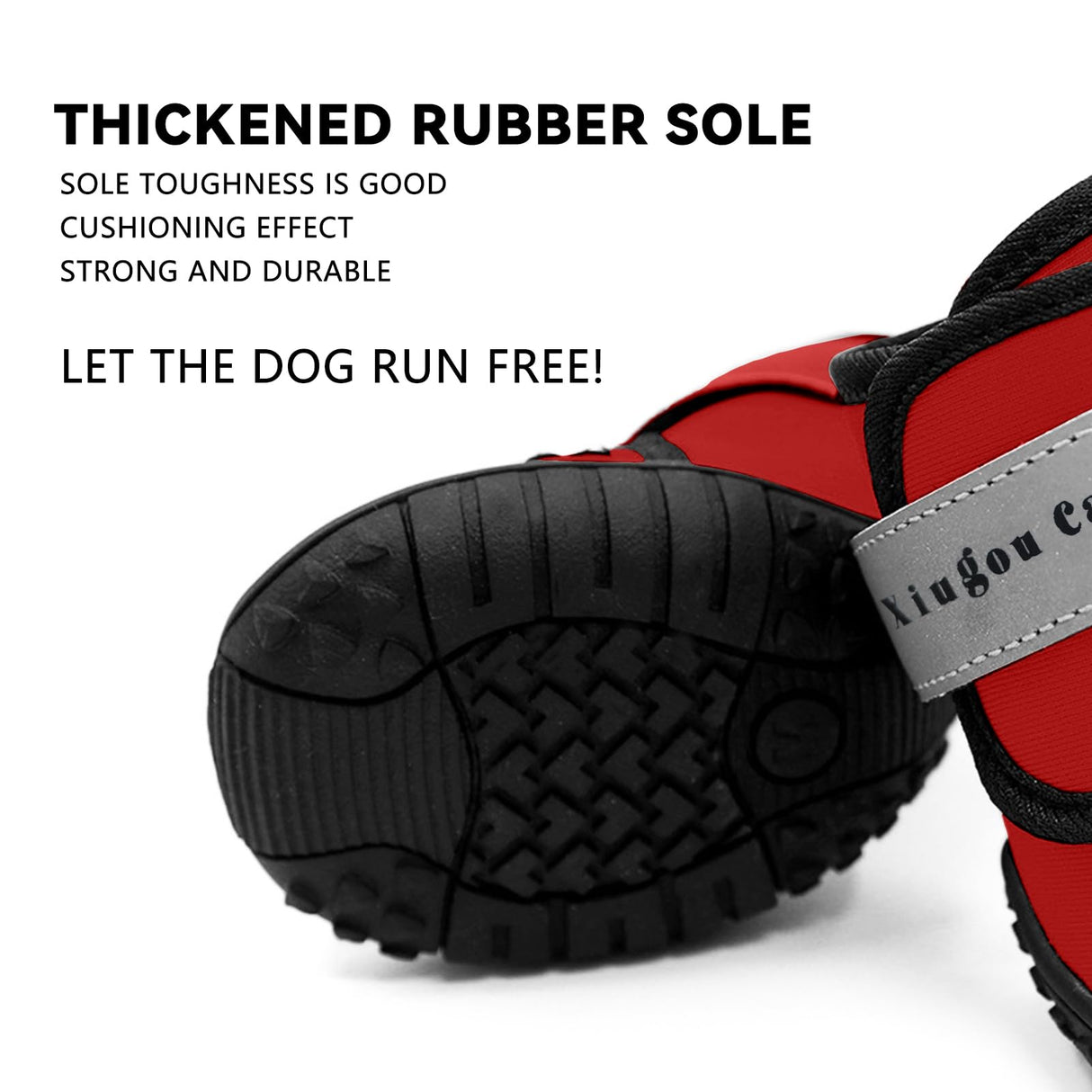 XIUGOU CARE Dog Shoes for Small, Medium and Large Dogs - Waterproof for Rainy Days, Fit for Winter Snow and Hot Summer Roads, with Anti-Slip Soles for Indoor Hard Floors (Red, Size 3)