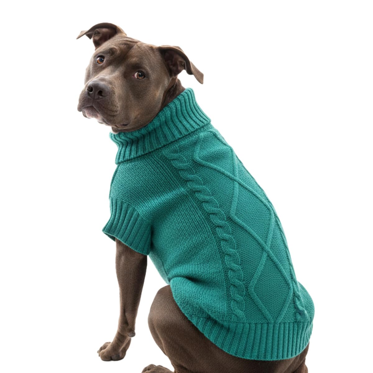 LUVMOJO Knit Dog Sweater, Warm Turtleneck Pullover Winter Sweaters for Small, Medium & Large Dogs, Cute Knitted Pet Clothes for Puppy, Holiday Costume for Boy & Girl Bulldog, Pitbull Outfit,Green XXL