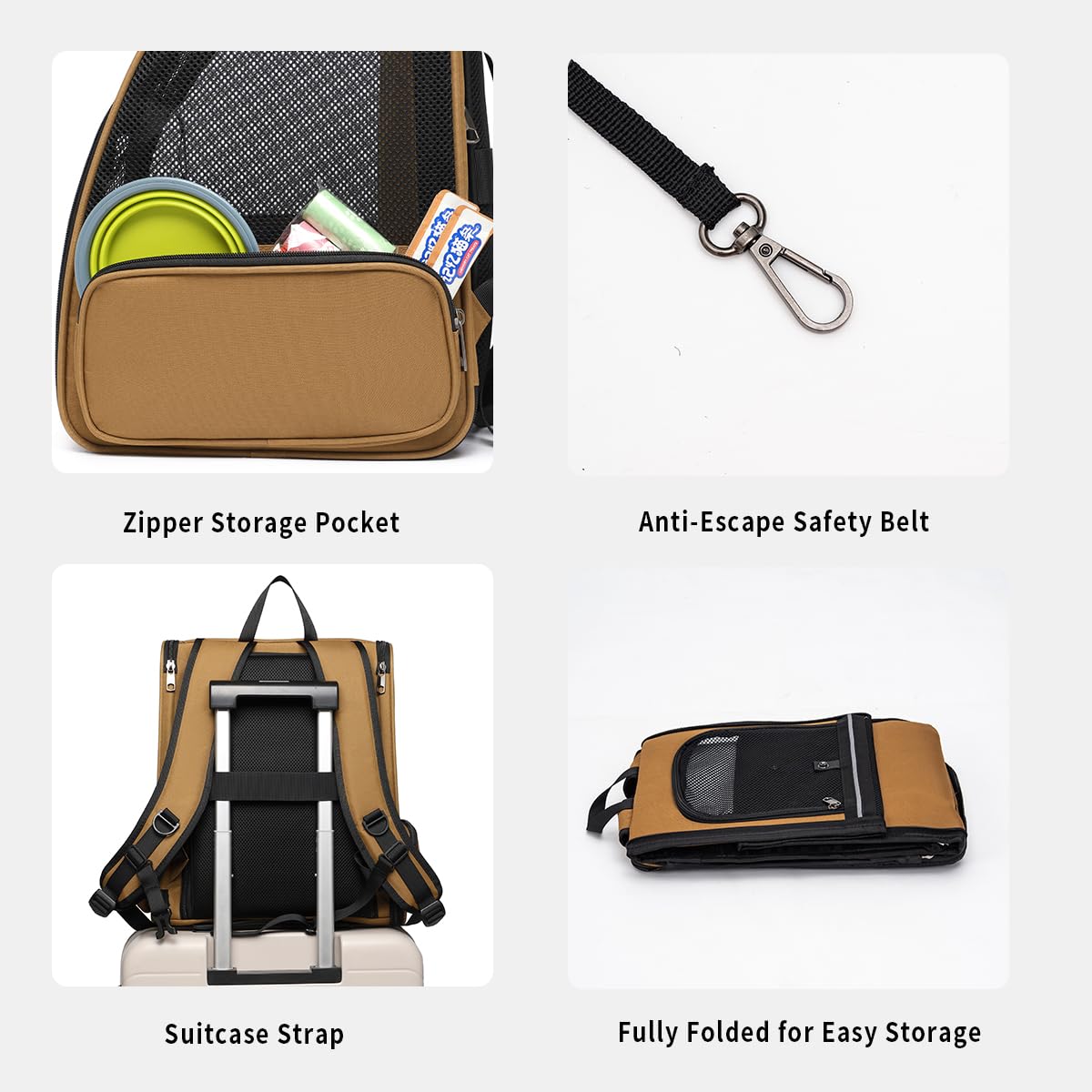 Cat Backpack,Expandable Cat Carrier Backpack, Dog Backpack Carrier and Pet Carrier Backpack, Suitable for Cats, Dogs Kitten or Small Dogs, Travel Friendly Puppy Cats Bag (Brown)