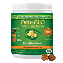 Load image into Gallery viewer, Ocu-GLO Cat & Dog Senior Supplement for Eye Support - Chewable Vision Vitamins Supplements for Large and Small Pets Care with Lutein, Omega-3 Fatty Acids, Grape Seed Extract & Antioxidants