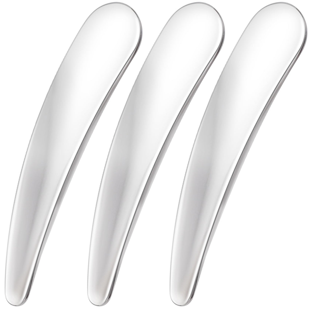3pcs Mini Stainless Steel Makeup Spatula, Reusable Cosmetic Cream Spatulas Spoon, Skincare Scoop Applicator Facial Massage Beauty Tools for Mixing and Sampling Face Eye Cream- Silver