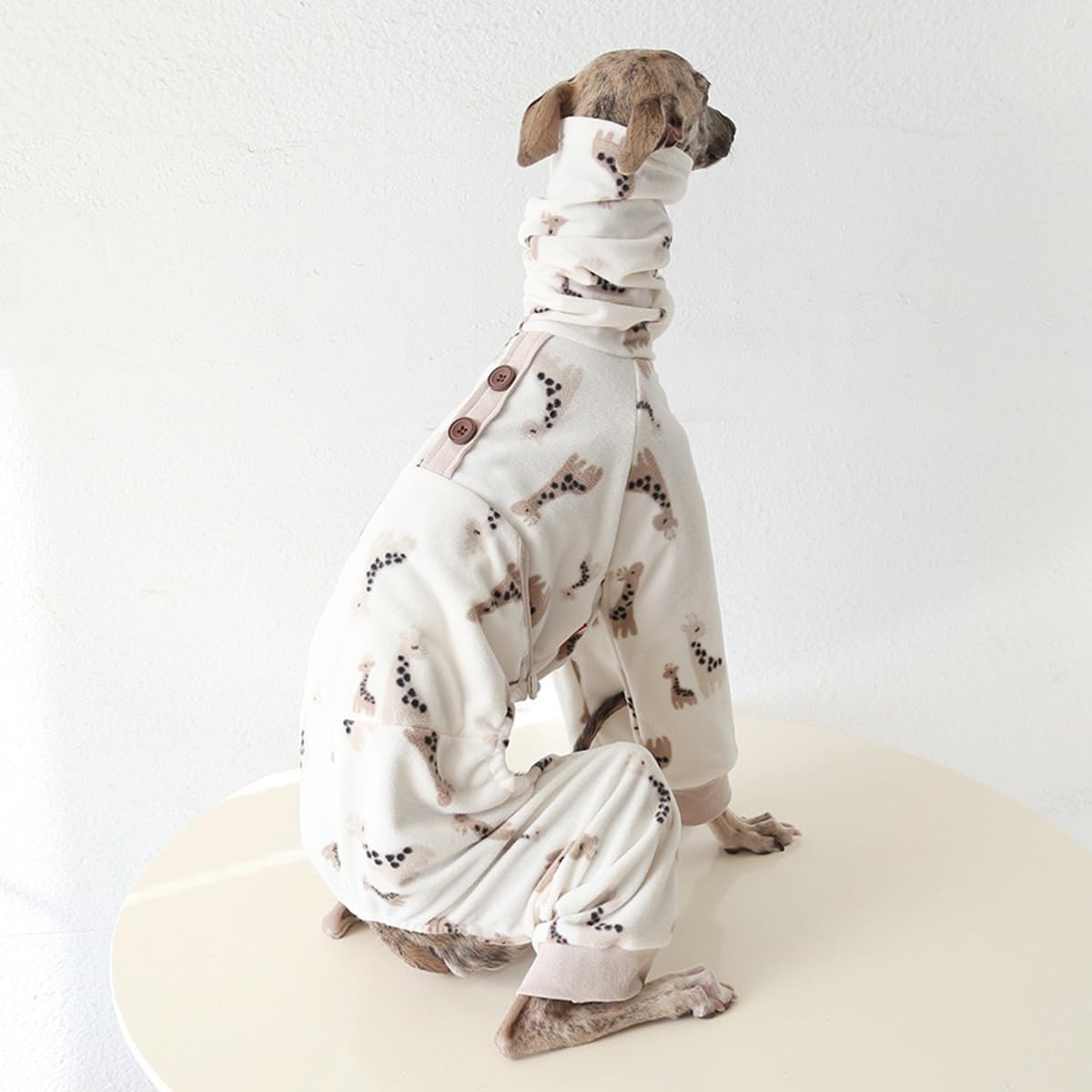 HDKUW Italian Greyhound Sweater, Polar Fleece Turtleneck Dogs Outfit Onesie Clothes, Winter Warm Nordic Dog Pajamas for Afghan Hound Whippet Borzoi Saluki Giraffe XL