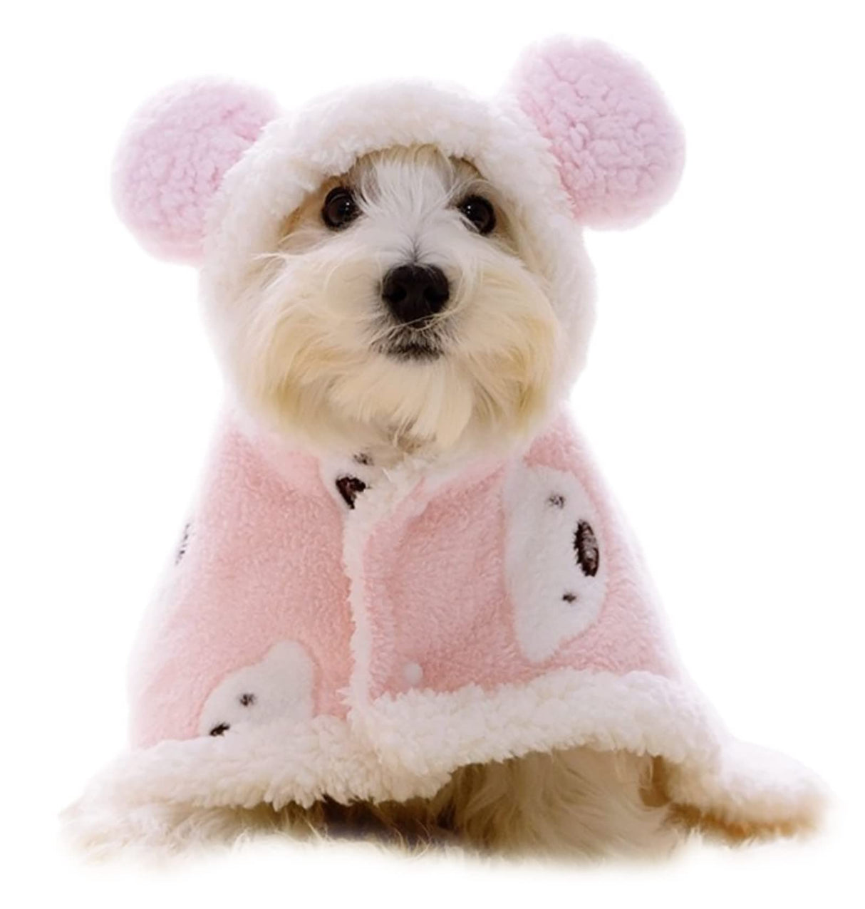 Size Small to Large, Dog Winter Coat with Hat, Kitten Thicken Cloak Blanket, Pets Nightgown for Small Medium Dogs Pink Small