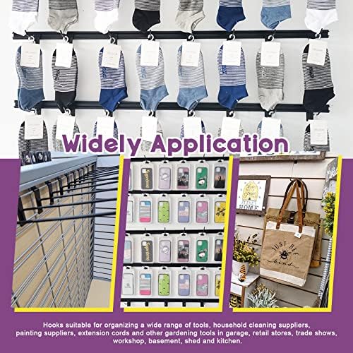 Swpeet 20Pcs 6 Inch Heavy Duty Slatwall Hooks Assortment Kit, Slatwall Accessories Slatwall Panel Hooks Garage Organization Slat Wall Hooks Pegboard Gridwall Hooks Display Hooks for Retail Black