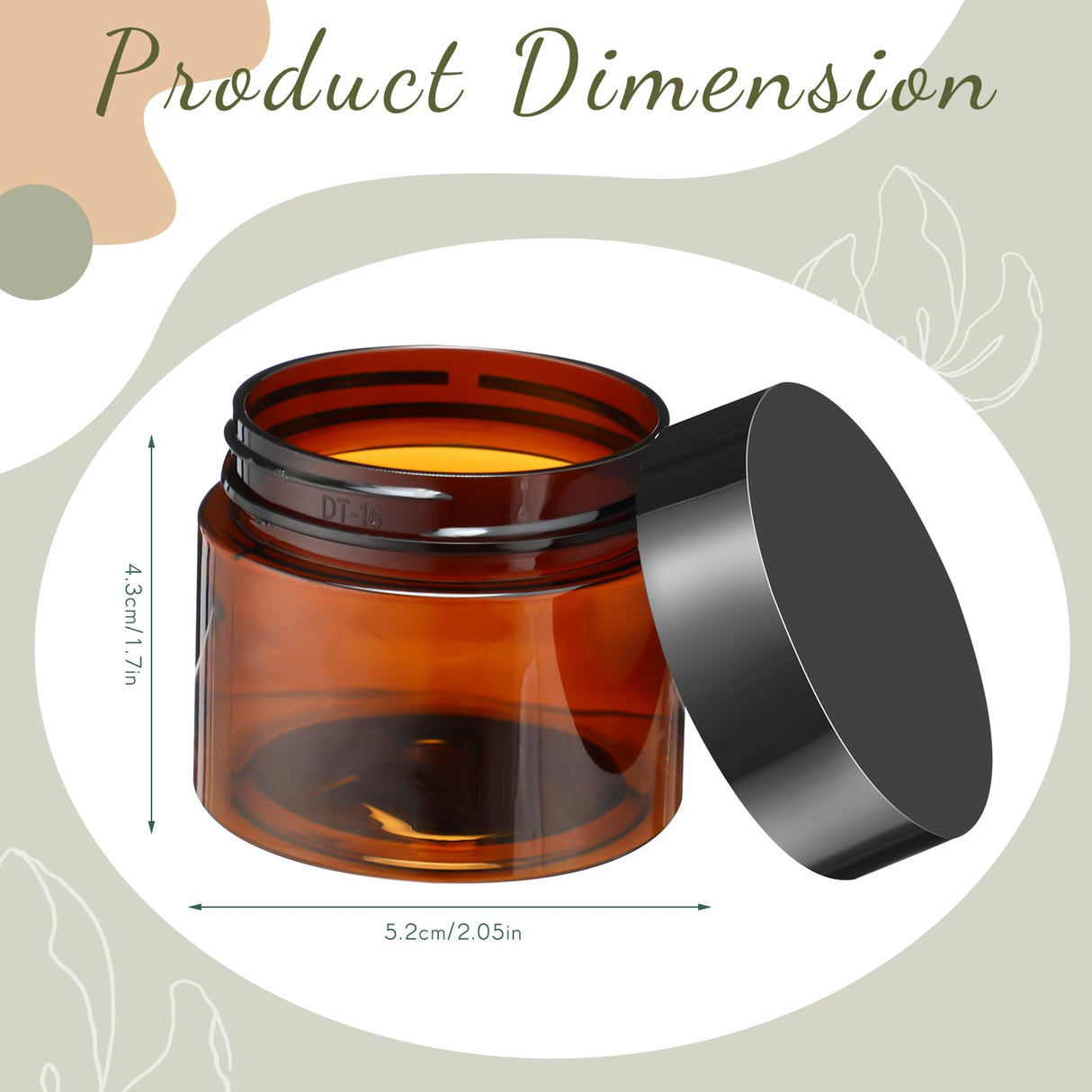 4 Pieces Round Wide-mouth Leak Proof Plastic Container Jars with Lids for Travel Storage Makeup Beauty Products Face Creams Oils Salves Ointments DIY Making(2 Ounce,Amber)