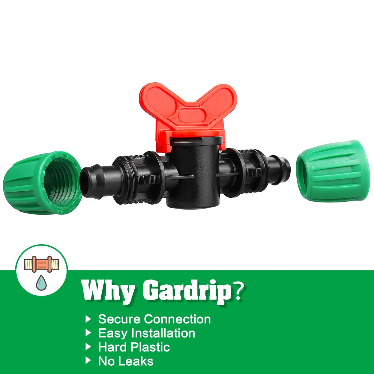 Gardrip 10 Pack Drip Irrigation Valve for 1/2 Inch Drip Tubing (1/2" ID x 0.65" OD):1/2'' In-line Locked Barbed Ball Valve Drip Line Shut Off Valve Parts In Irrigation System for Garden