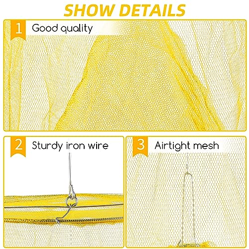Ranch Fly Traps Outdoor Hanging Stable Fly Trap Reusable Fly Killer Cage Fly Catcher Bag with Bait Tray,Fly Repellent for Outdoor and Indoor Hanging Farms,Stable,Garden,Orchard,Park (Yellow)