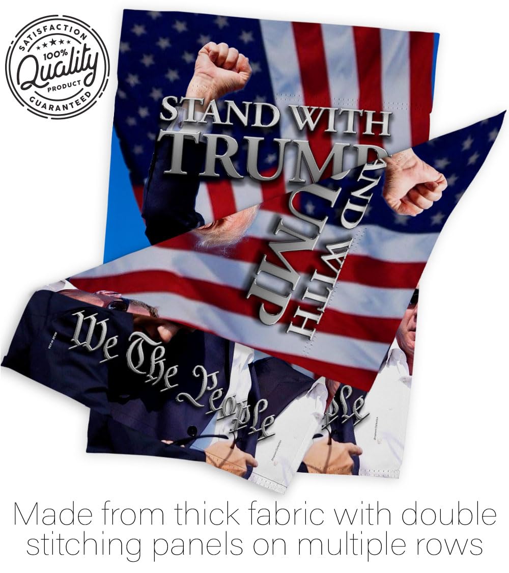 Ornament Collection Stand with Trump Rally 2024 Flag Wall Hanging Deor for Home Poster Porch We The People President 47 MAGA Yard Sign Outdoor Patriotic Decorations, Republican Gifts Made in USA