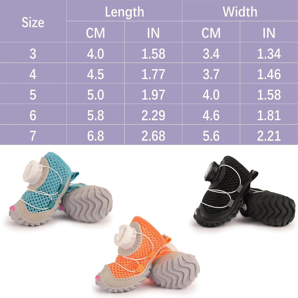 4 Pack Dog Boots with Dial Adjustment, Breathable Mesh Dog Shoes, Anti-Slip Sole Paw Protectors for Outdoor Walking, Hiking, Hot Pavement and Rain, for Small Medium Dogs (Blue, 6 (28-52lbs))