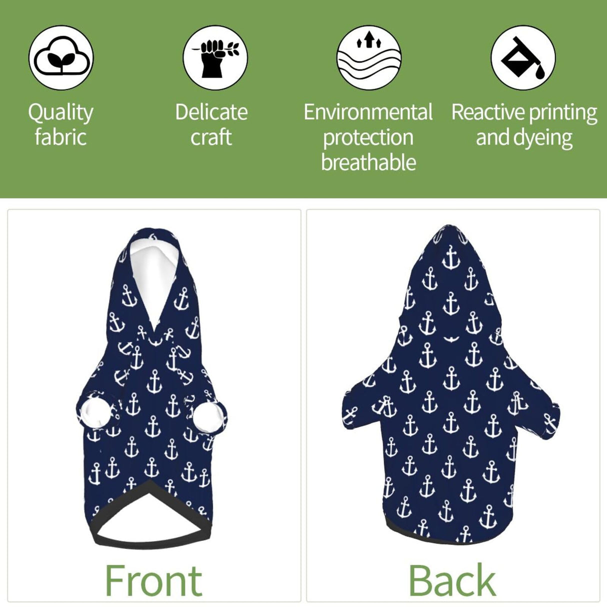 Keep Your Pets Warm and Cozy with Dog Sweatshirt and Winter Clothing, Navy Nautical Anchor Pets wear Hoodies