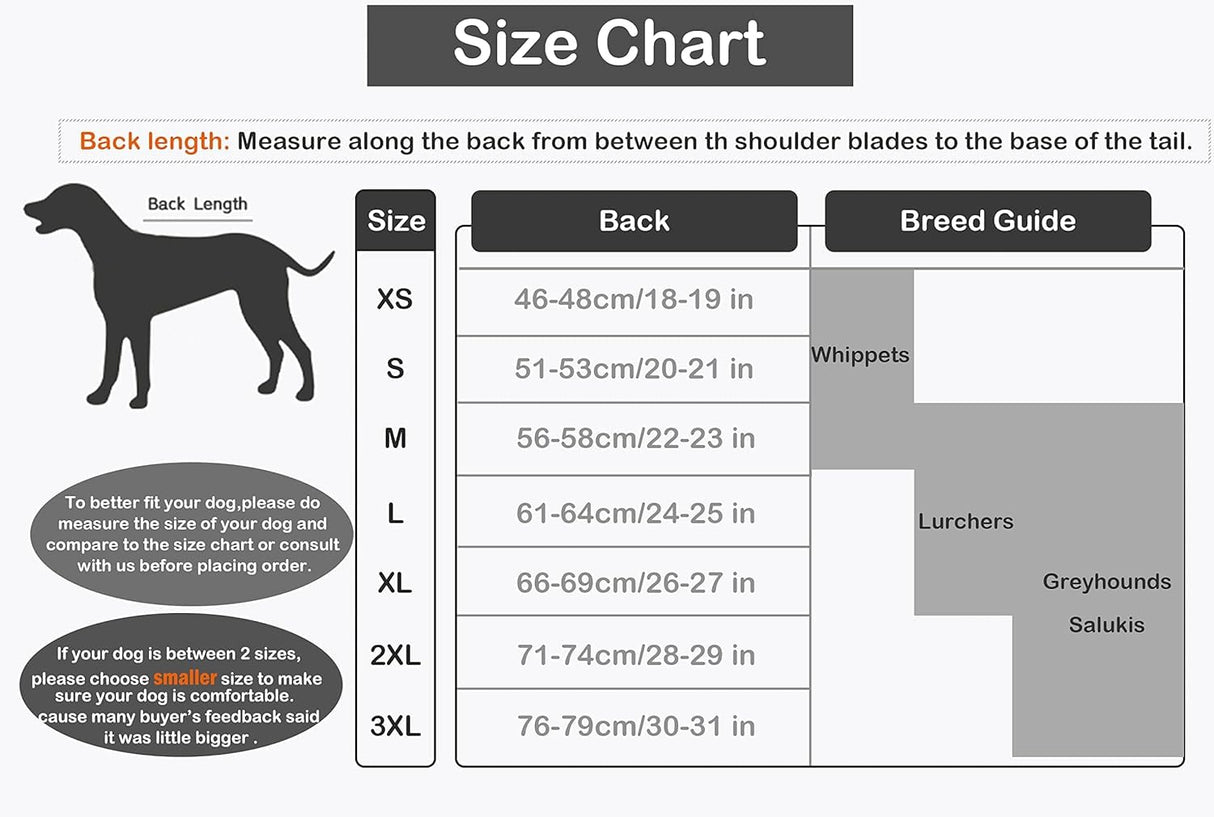 Geyecete Waterproof Greyhound Whippet Lurcher Dog Coat-with Warm Fleecy Lining Inside Outdoor Dog Apparel with Adjustable Bands for Medium, Large Dog-Black-3XL