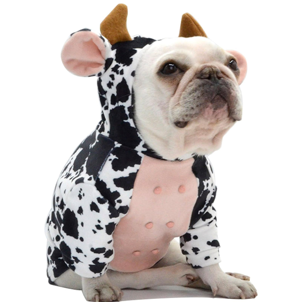 French Bulldog Funny Dog Costume - Cow Dog Party Costume for Dogs - Christmas Milk Cows Cat Clothes (L)