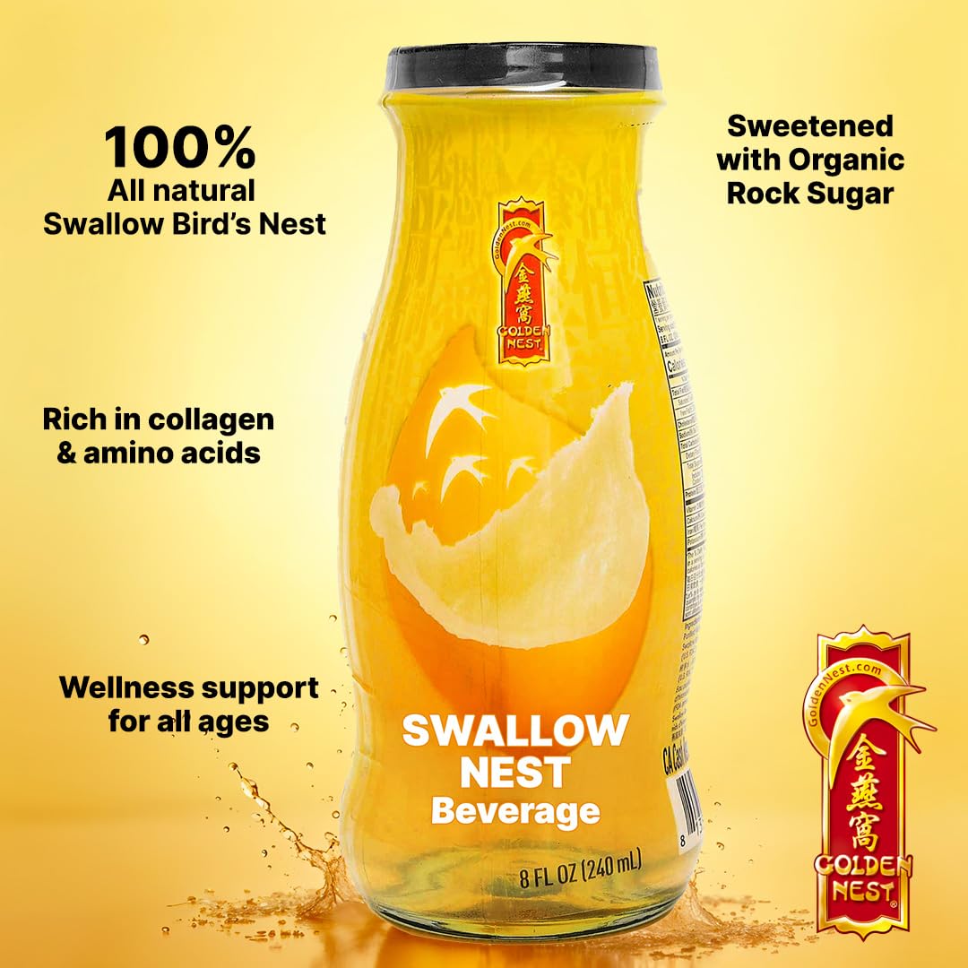 Golden Nest Premium Bird Nest Drink, Swallow Bird Nest 100% Natural - Made in USA, (燕窩) 12 bottles x 240 ml (8oz) (Original)