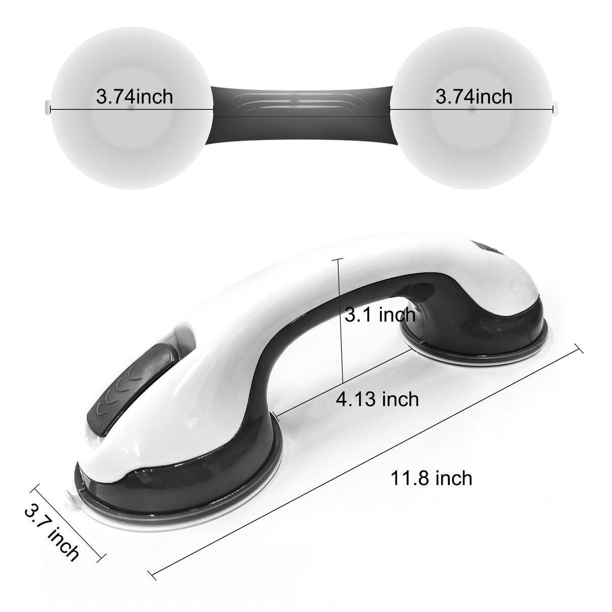 Grab Bars for Shower Heavy-Duty (2Pack)12-Inch ADA Compliant 350lbs Shower Grab Bars for Seniors Shower Handles for Elderly Suction Handicap Safety Handrail for Bathroom Bathtubs Showers Toilet