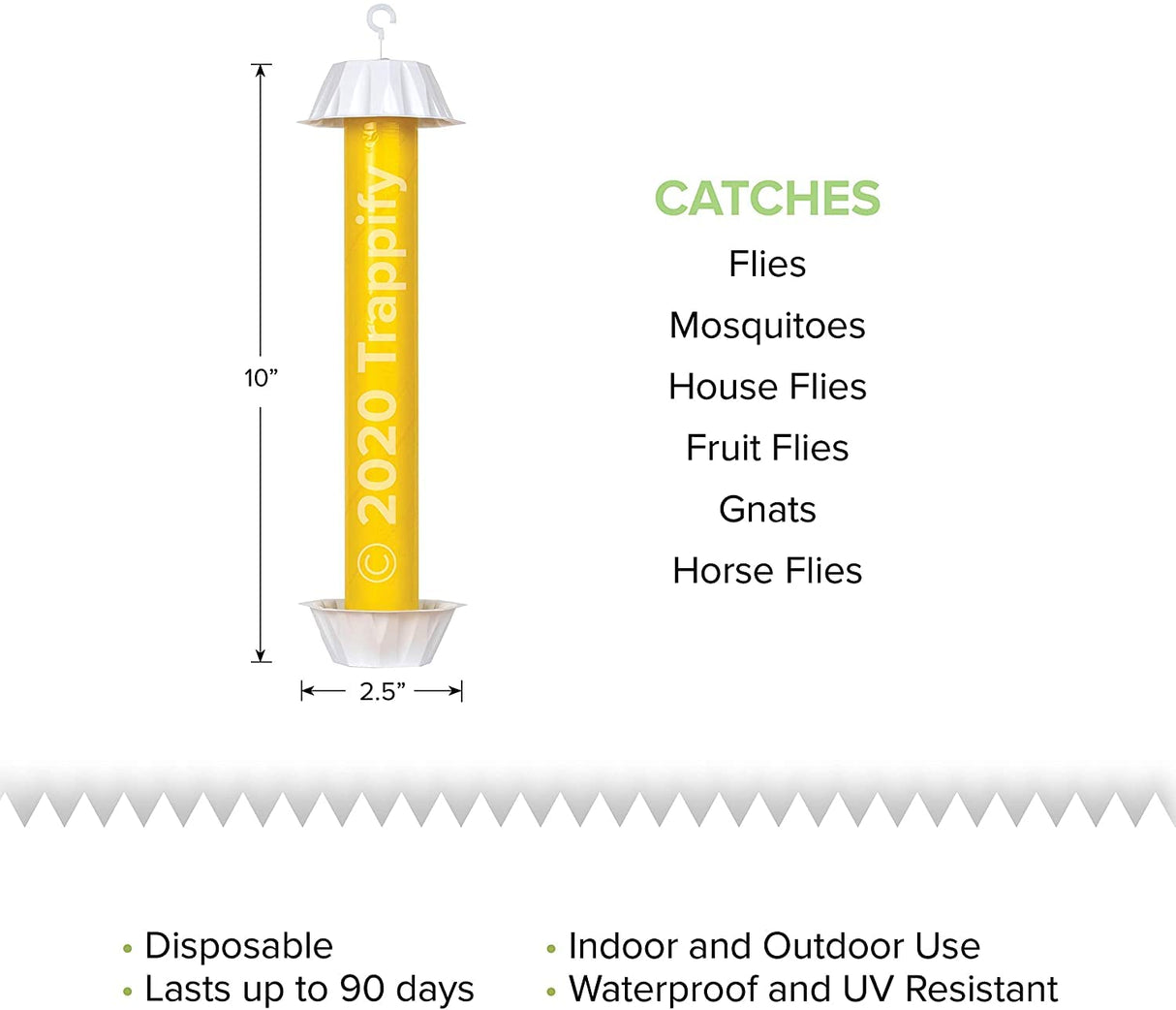 Trappify Hanging Fly Traps Outdoor: Fruit Fly Traps for Indoors | Fly Catcher, Gnat, Mosquito, & Flying Insect Catchers for Inside Home - Disposable Sticky Fly Trap for Indoor House Pest Control