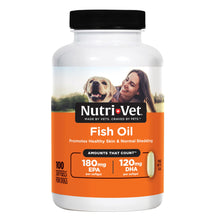 Load image into Gallery viewer, Nutri-Vet Fish Oil Supplement for Dogs, Omega 3, Fish Oil for Dogs, Pet Supplies, Pet Vitamins and Supplements, EPA DHA Formula, Puppy Vitamins, Shed Control, New Puppy Essentials, 100 Count