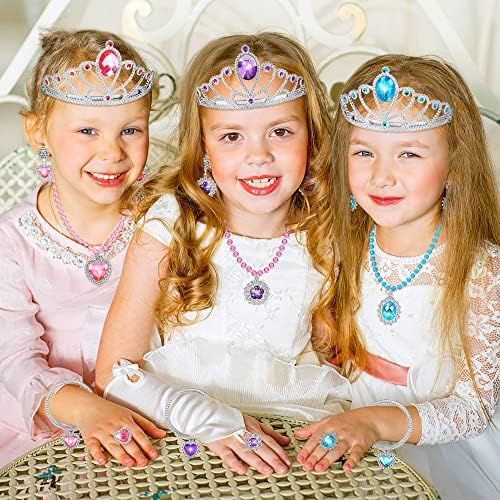 Princess Dress Up Toys & Jewelry Boutique, Costumes Set incl Color Skirts, Shoes, Crowns, Accessories, Girls Role Play Gift for 3 4 5 6 Year old Girl Toddler B-day Party Favors