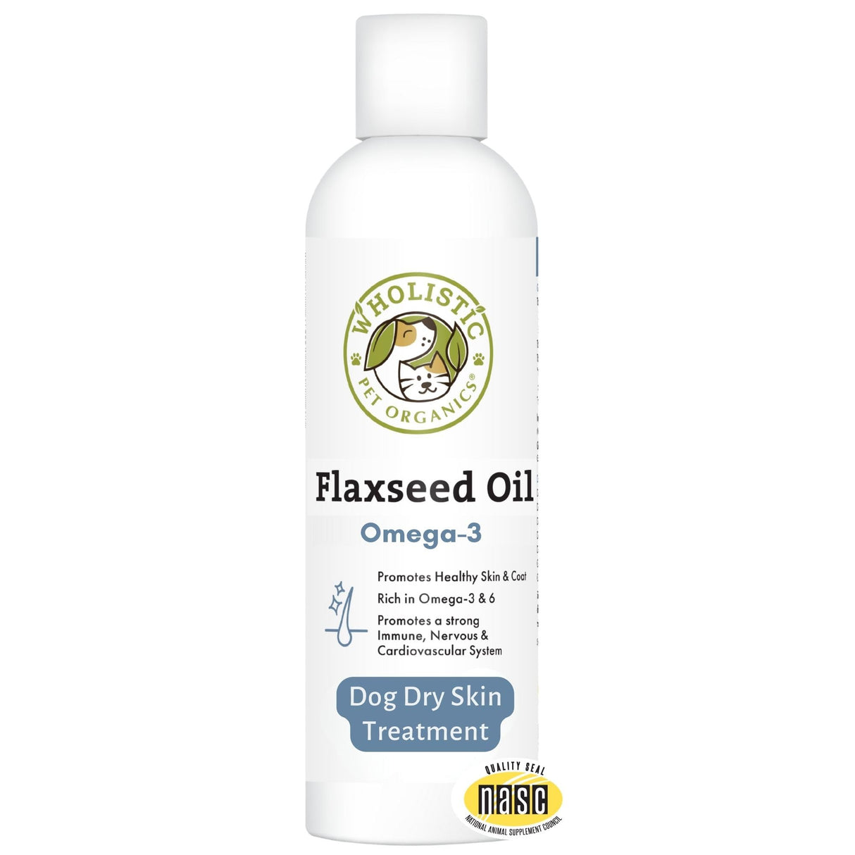 Wholistic Pet Organics Flaxseed Oil for Dogs - 16 Oz - Omega 3 Supplement for Dog Itchy Skin, Dry Skin Relief & Shedding - Skin & Coat Vitamins